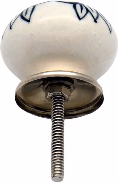 Nicola Spring Ceramic Cupboard and Drawer Knobs, Floral Design, White and Black, Pack of 12 – 1
