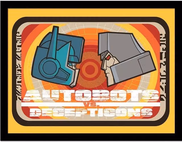 Transformers Autobots Multicolour Framed Paper Poster with Retro Typography – 1