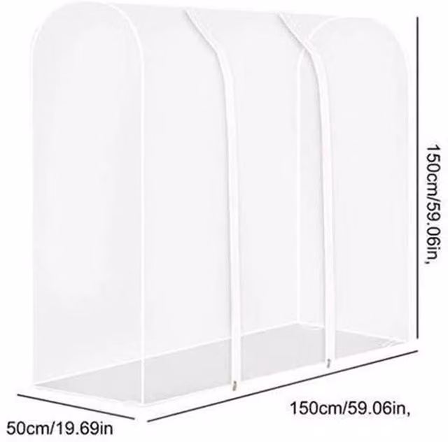 FLAVORA Transparent Clothes Garment Rail Rack with Zipped Cover in Clear