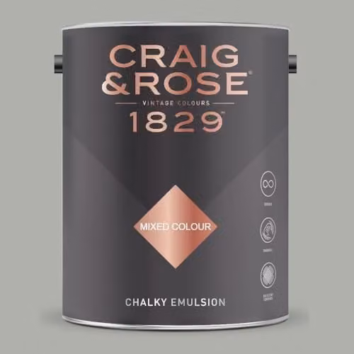 Craig & Rose 1829 Chalky Emulsion Paint Stop in Almost Grey, Matt, Water Based, 5 l
