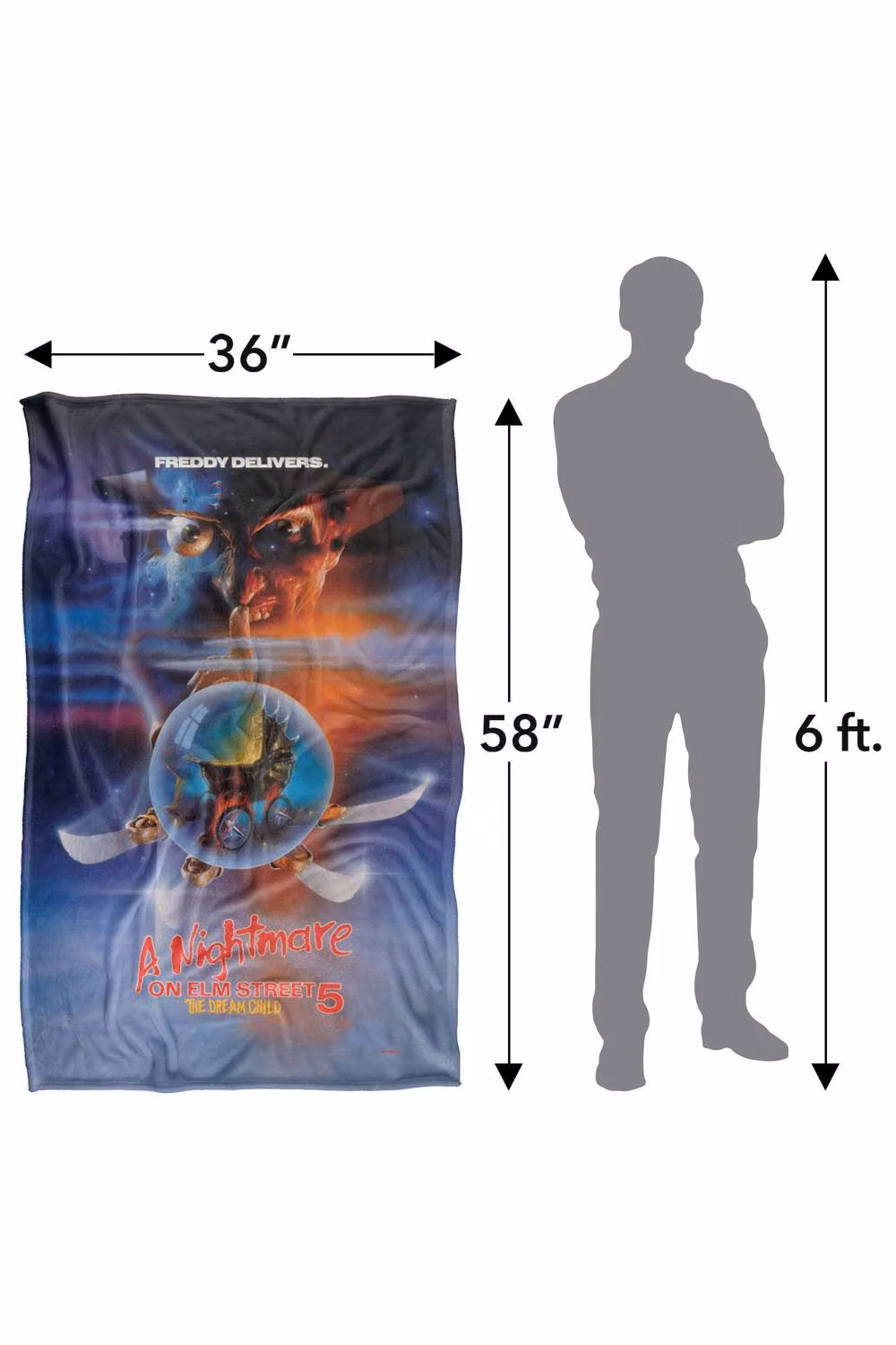 Warner Bros. Nightmare On Elm Street 5 Poster Super Soft Fleece Throw Blanket, Multicolour, W/D/H: 91 x 147 cm – 8
