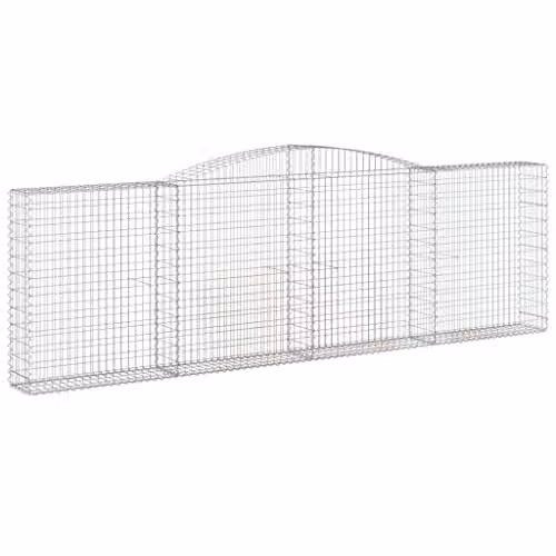 vidaXL Set of 4 Arched Gabion Baskets in Silver Galvanised Steel, W: 400 cm, D: 30 cm, H: 120/140 cm