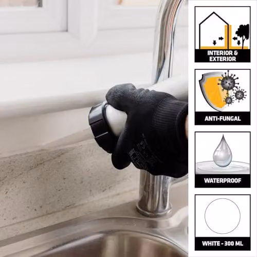 Everbuild Everflex 200 Contractors LMA Waterproof Silicone Sealant, White, 295ml – 2