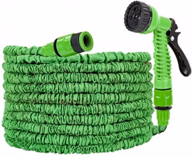 UMKY 30m Green Expanding Garden Hose with 7-Dial Spray Gun