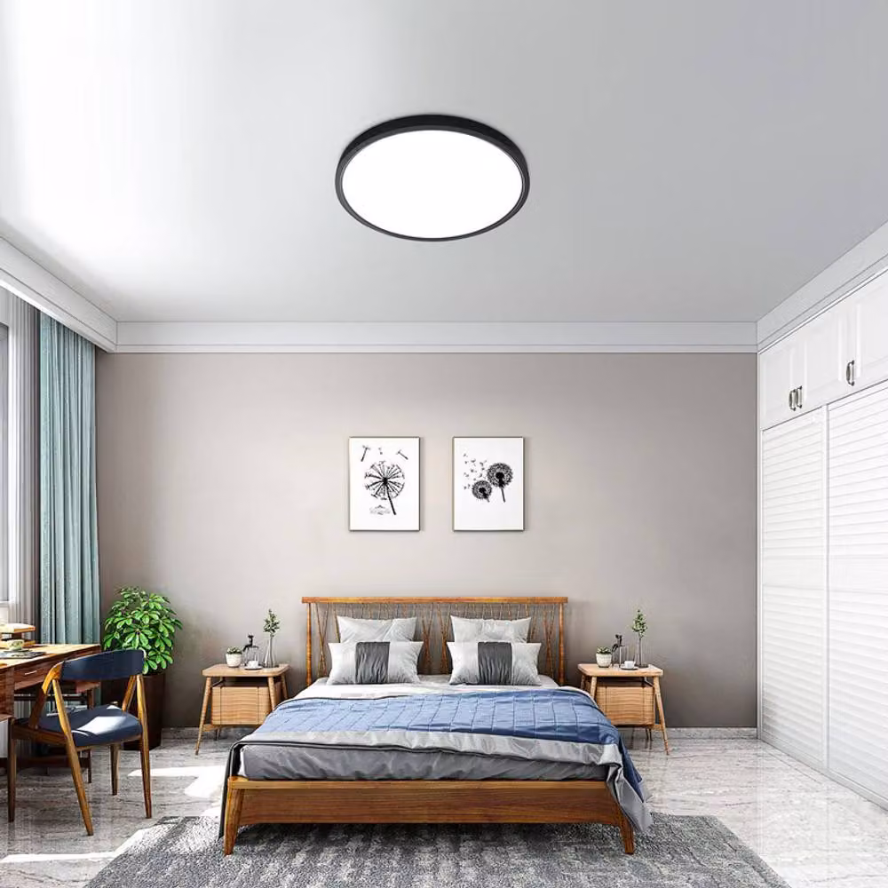 COMELY Modern 24W LED Dome Flush Ceiling Light in Black, IP54 Rated, Diameter: 30 cm – 3