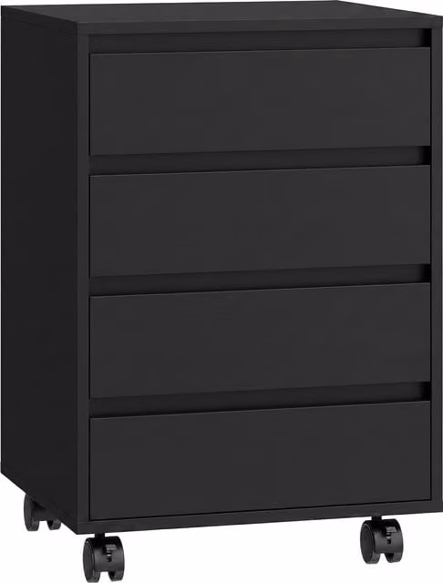 HOMCOM Four-Drawer Office Filing Cabinet with Wheels, Black – 1