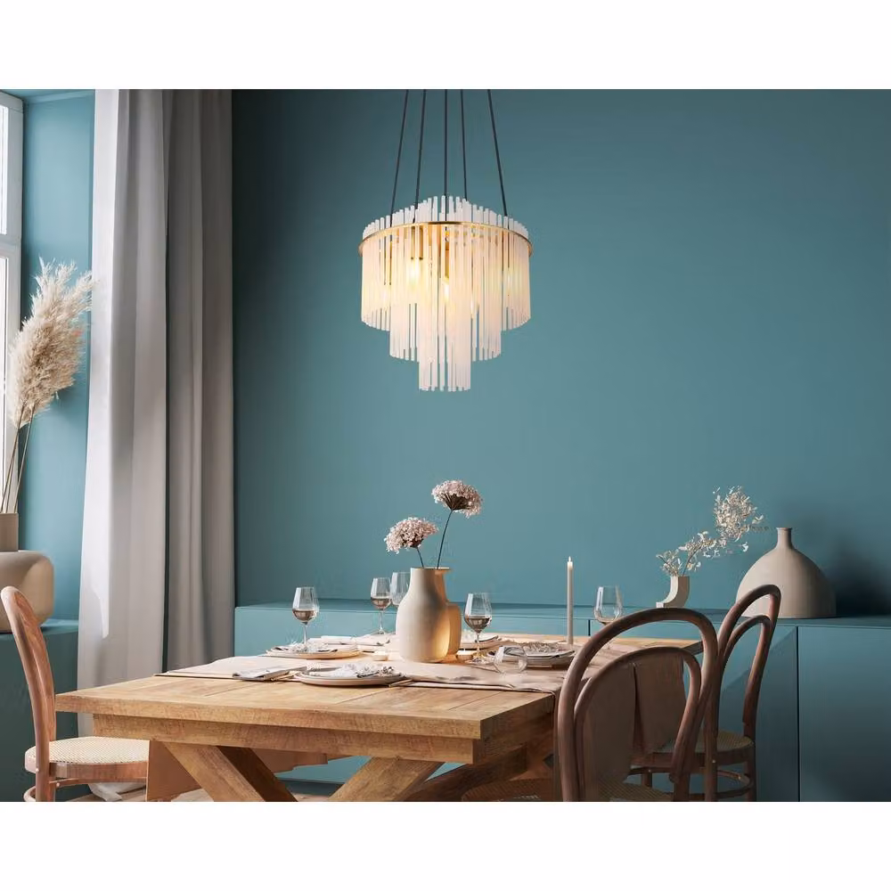 Globo Lighting Modern Glass Rods Pendant Chandelier in Gold or Black, 5x E14, W/D/H: 40 x 40 x 120 cm – 5