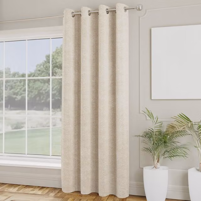 Terrys Royale Boucle Thermal Ready Made Eyelet Door Curtain, Beige, W: 66 cm, H: 213.36 cm