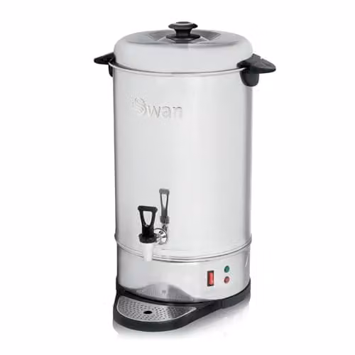 Swan 20L Stainless Steel Tea Urn in Silver with Keep Warm Function and Drip-Free Tap, SWU20L