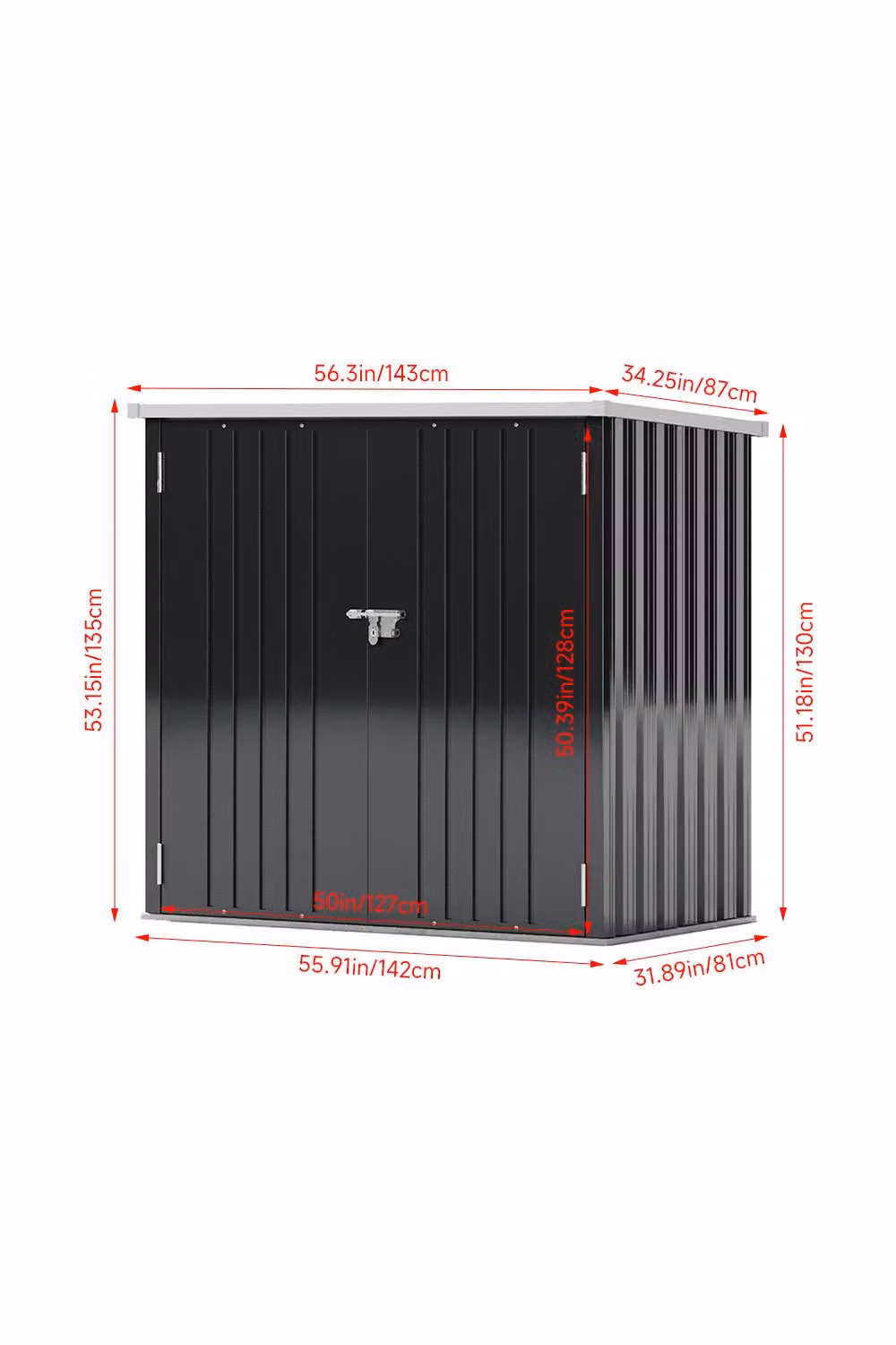 Garden Sanctuary Metal Tool Shed in Dark Grey, W: 167.64 cm, D: 91.44 cm, H: 182.88 cm – 4