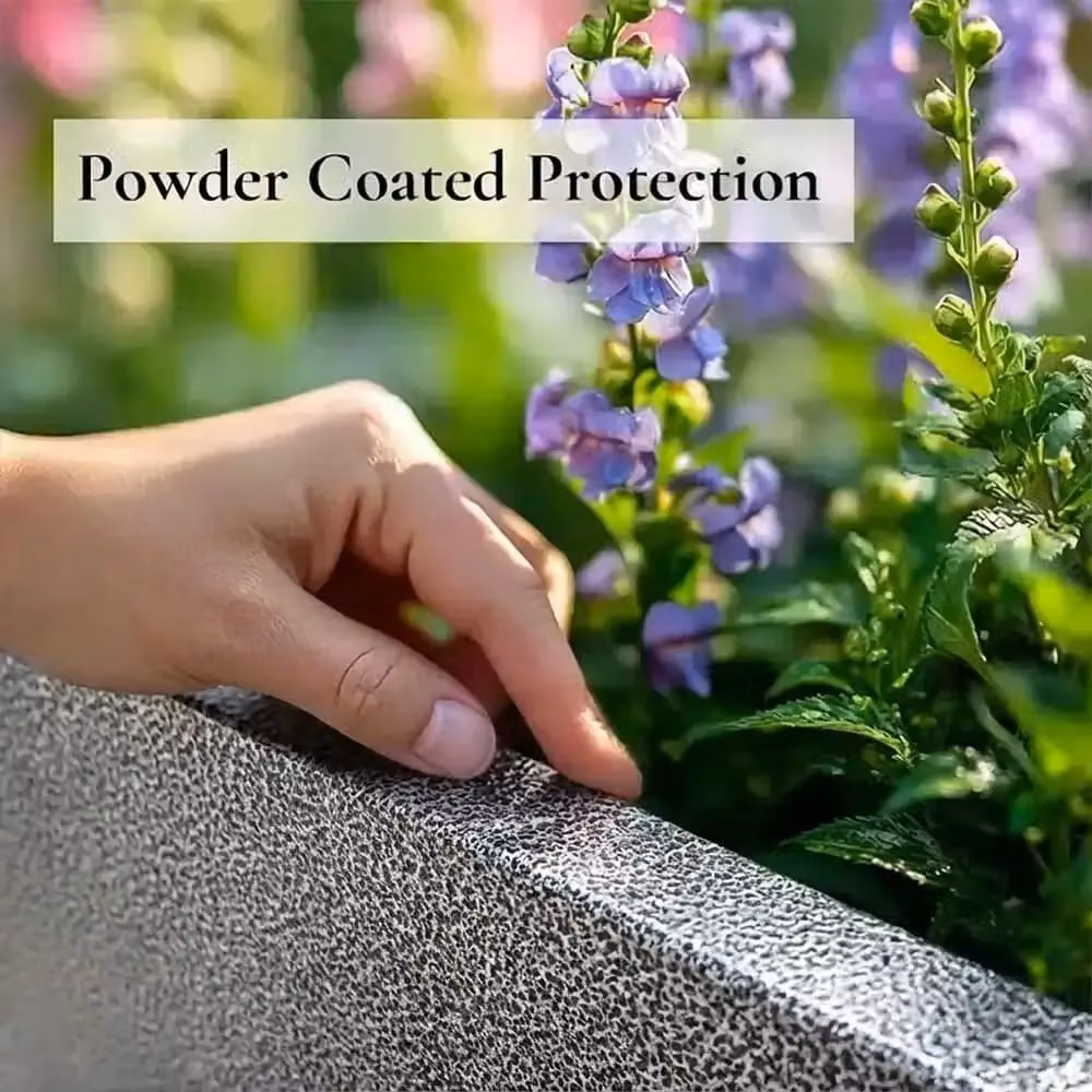 Tulipy Galvanised Steel Square Planter Tub in Silver and Black, W: 60 cm, D: 60 cm, H: 60 cm – 8