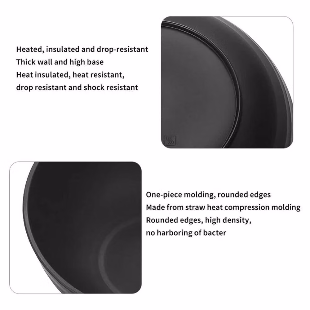 FLAVORA 32-Piece Black Plastic Dinnerware Set with Round Plates and Bowls – 3