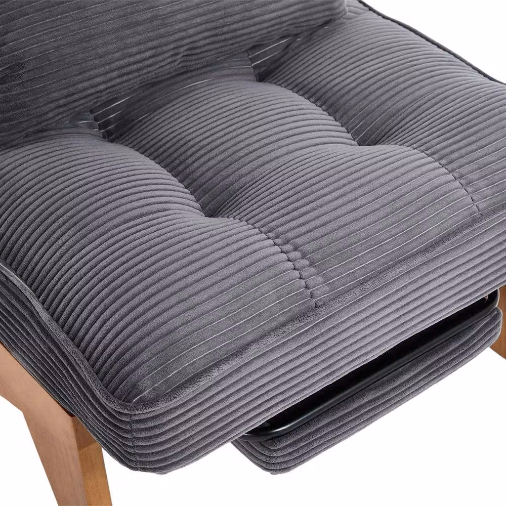 Matteo Striped Corduroy Adjustable Accent Chair with Foldable Ottoman in Dark Grey – 8