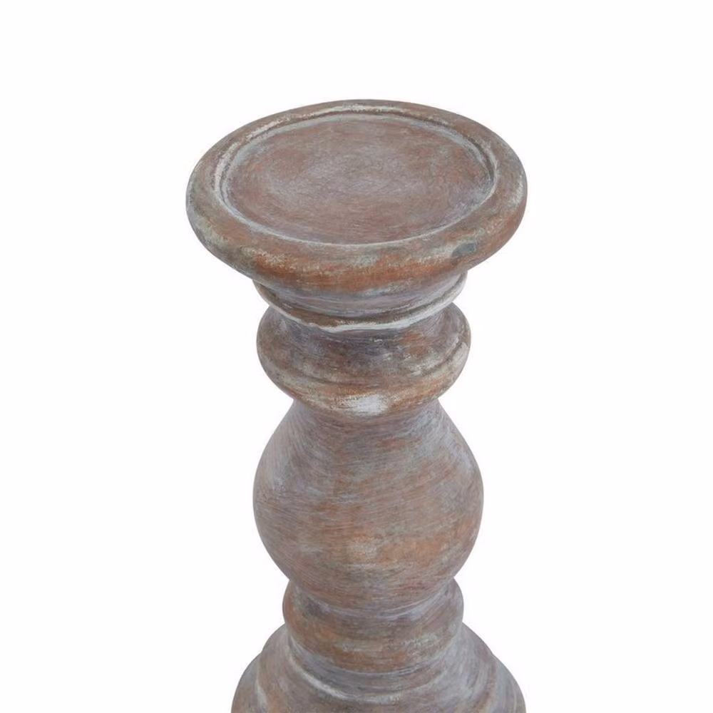 Lemon Pavilion Furniture and Decor Siena Small Column Candle Holder, Brown Ceramic, W: 10 cm, D: 10 cm, H: 20 cm – 2