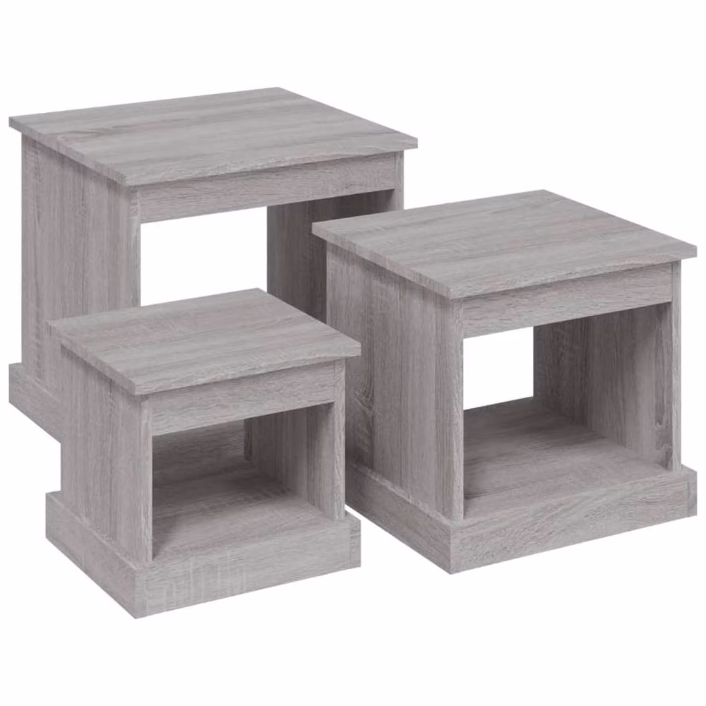 Berkfield Home Nesting Tables, 3 Piece Set in Grey Sonoma Engineered Wood – 2