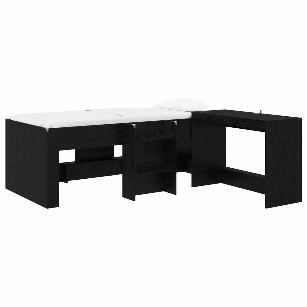 Berkfield Home Kids High Bed Frame with Desk in Black Oak Engineered Wood – 2