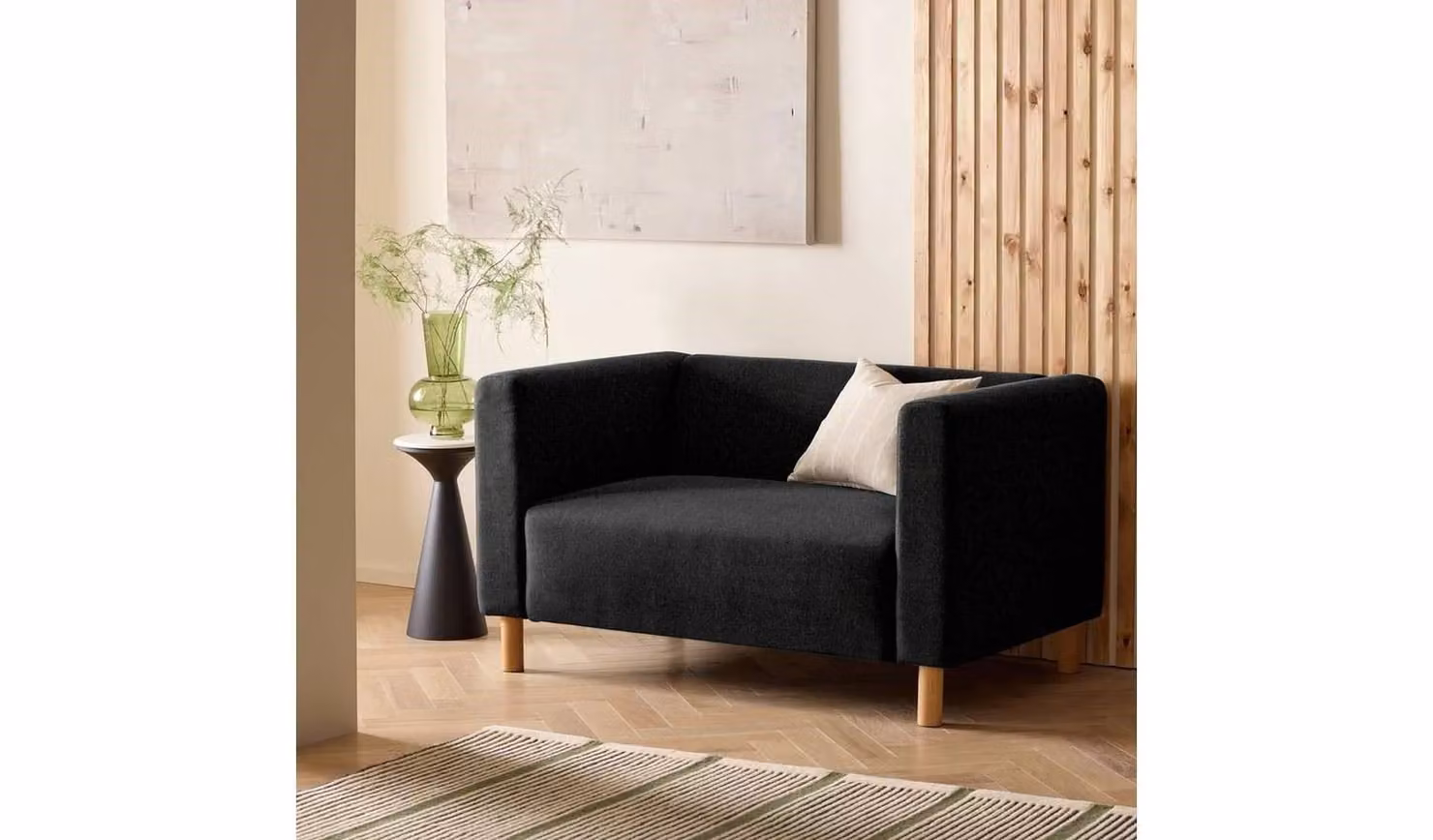 Cheap Furniture Warehouse Moda Modern 2 Seater Fabric Sofa in Black