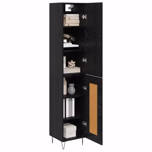 vidaXL Modern Black Oak Highboard with Hinged Door and Internal Shelves, W/D/H: 34.5 x 34.0 x 90.0 cm – 1