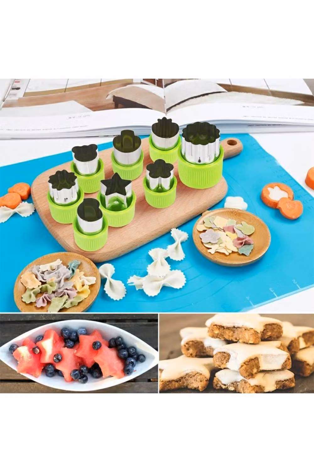 KDMD 12 Piece Green Fruit and Vegetable Cookie Cutter and Stamp Mould Set – 2
