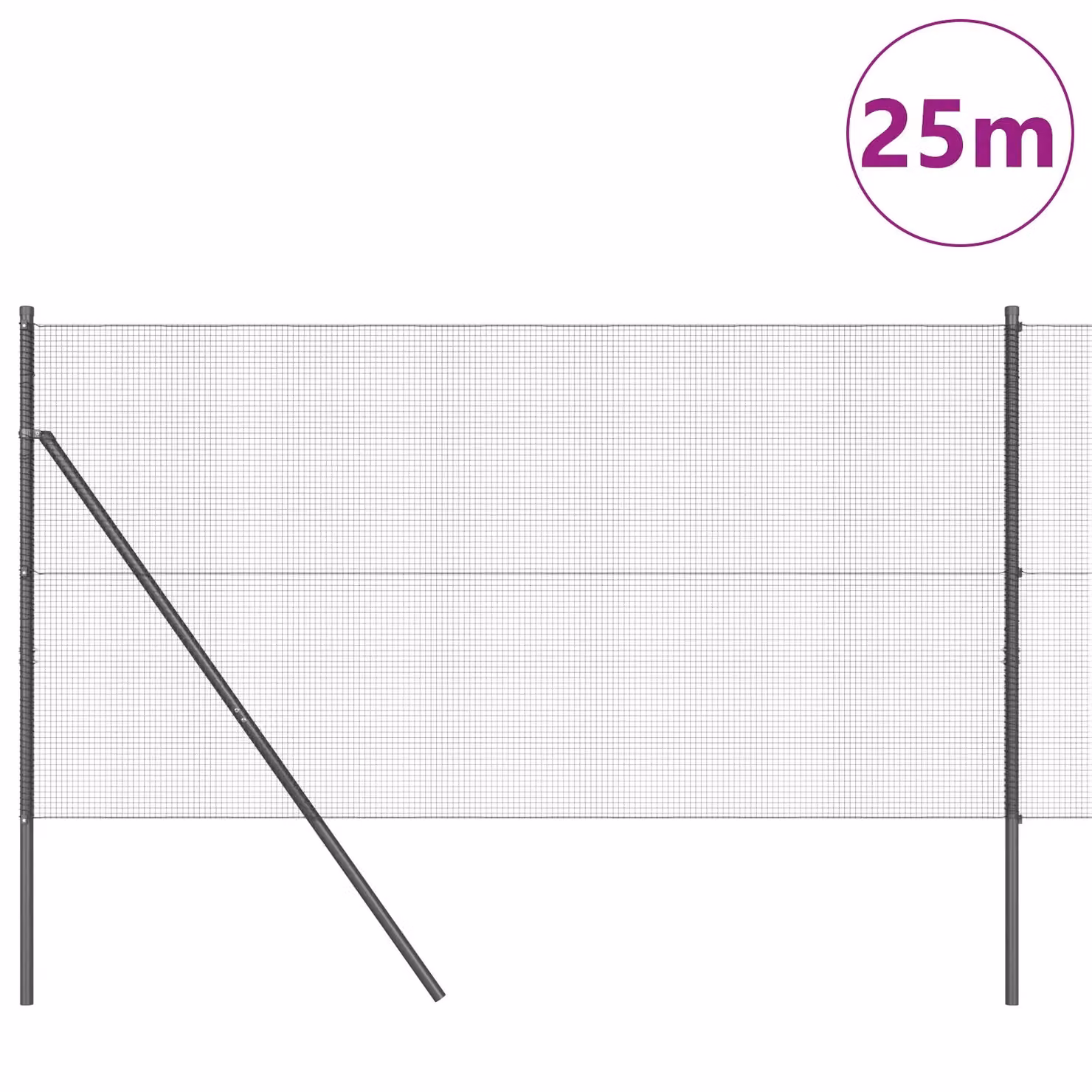 Berkfield Home Grey Steel Welded Wire Fence with 13 Posts, W: 25 m, H: 1.4 m – 3