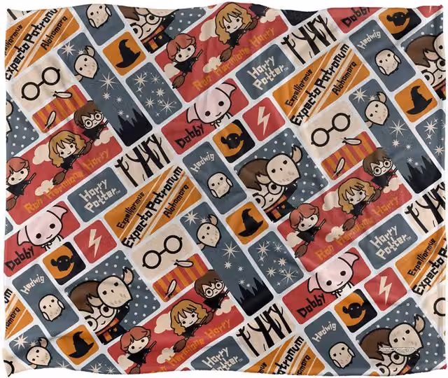 LOGOVISION Harry Potter Chibi Pattern Fleece Throw Blanket, White and Multicolour, W/D/H: 152 x 127 cm – 5