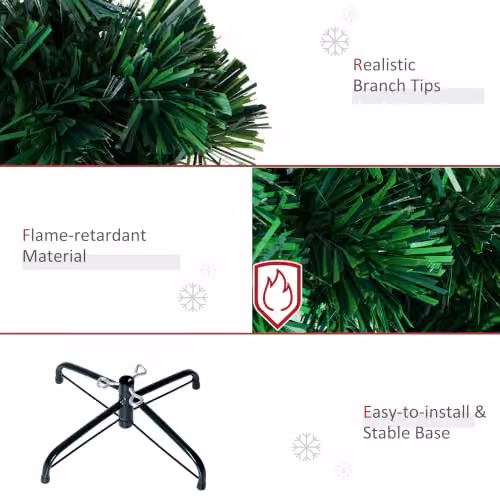 HOMCOM Green Fibre Optic Artificial Christmas Tree with Colourful RGB LED Lights – 4