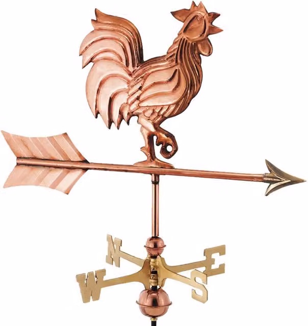 Good Directions Cottage Rooster Copper Weathervane in Bronze, Black and Brass, H67 x W50 x L28 cm – 1