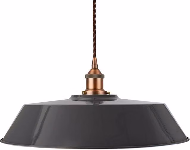 SE Home Chancery Large Suspended Dome Pendant Light in Slate Grey and Matt Antique Copper