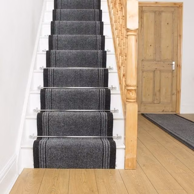 runrug Inca Stair Runner Carpet, Grey, W: 66 cm x L: 480 cm – 1