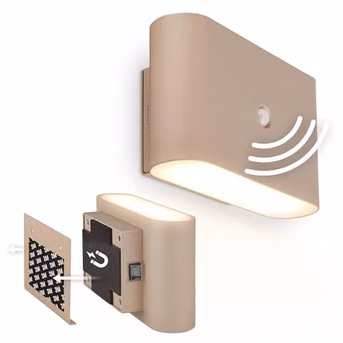 Briloner Rechargeable LED Wall Light with Motion Sensor and Up & Down Lighting, Beige, W/D/H: 16 x 9.5 x 6.5 cm – 1