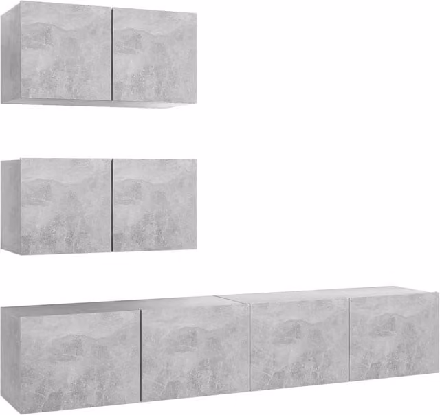 Berkfield Home 4 Piece Modern Wall Mounted TV Cabinet Set in Matt Concrete Grey Engineered Wood