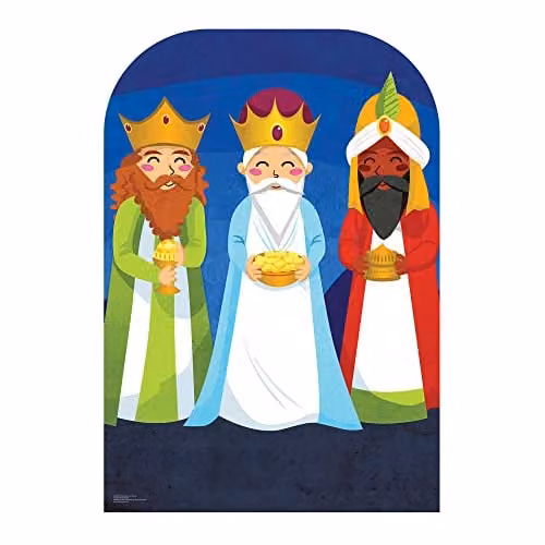 Star Cutouts Three Kings Christmas Child Stand-In Cardboard Cutout, Multicolour Freestanding Festive Holiday Display, H 131 cm x W 91 cm – 1