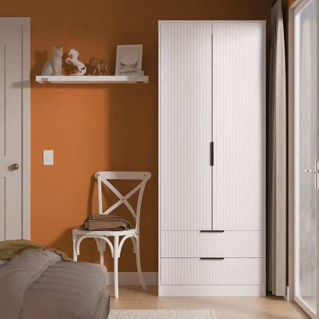 Ready Assembled 2 U Menai 2 Door 2 Drawer Wardrobe in White – 1