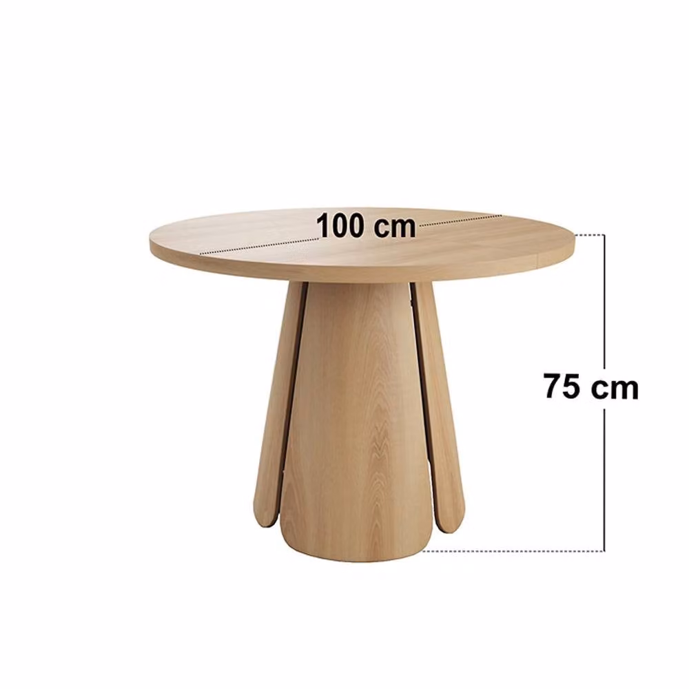 Solace+Co Ebony Round Extendable Dining Table in Light Oak, Seats 4-6 Adults – 3