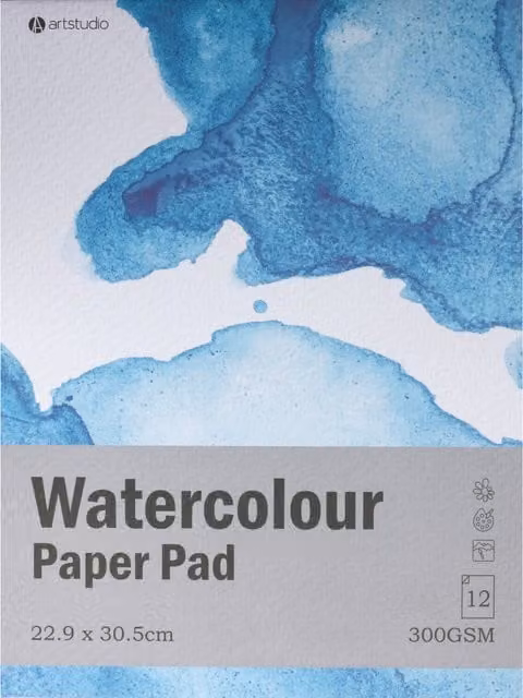 Art Studio Watercolour Textured Paper Pad in Blue and White