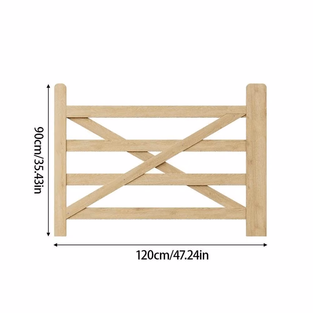 Kelvenix Retro Brown Wood and Stainless Steel Swing Gate, W: 90 cm, H: 120 cm – 2
