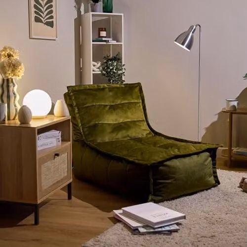 icon Dolce Velvet Bean Bag Lounger with EPS Polystyrene Filling, Green – 2