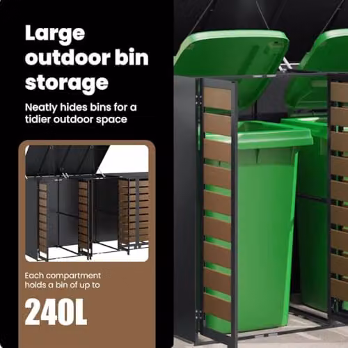 vidaXL Wheelie Bin Storage for 4 Bins in Anthracite Steel – 5
