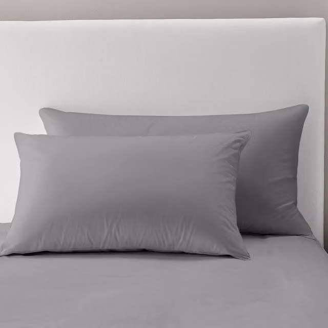 Velosso Pair of Grey Microfibre Pillowcases with Peach Fuzz Finish, W: 50 cm x H: 75 cm