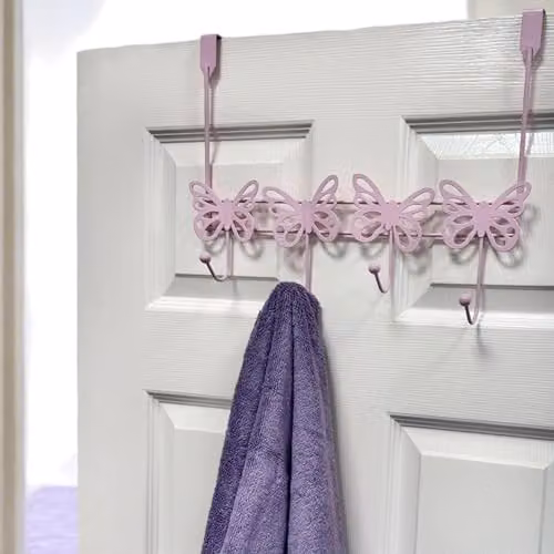 Showerdrape Butterflies Pink Metal Over Door Hanging Storage Hooks – 2