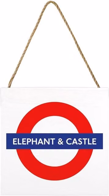 Transport for London Elephant & Castle White Wooden Hanging Wall Plaque – 1