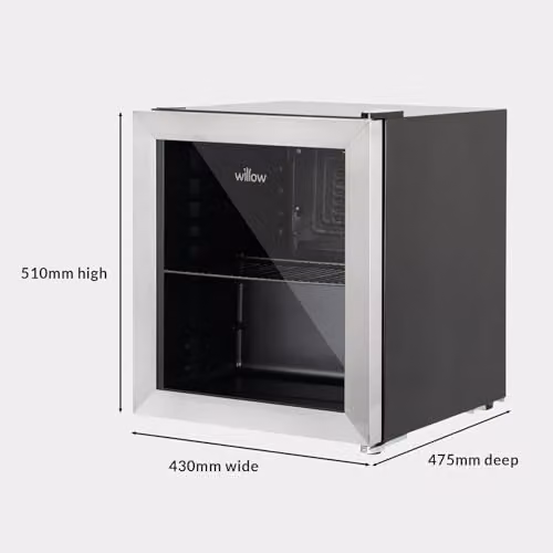 Willow WBC48SS 48L Table Top Beverage Cooler in Silver Stainless Steel with Triple Glazed Glass Door and Adjustable Thermostat, W/D/H: 43.0 x 47.5 x 51.0 cm – 6