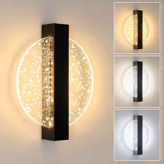 Goeco Modern Round LED Wall Light, 12W, Black
