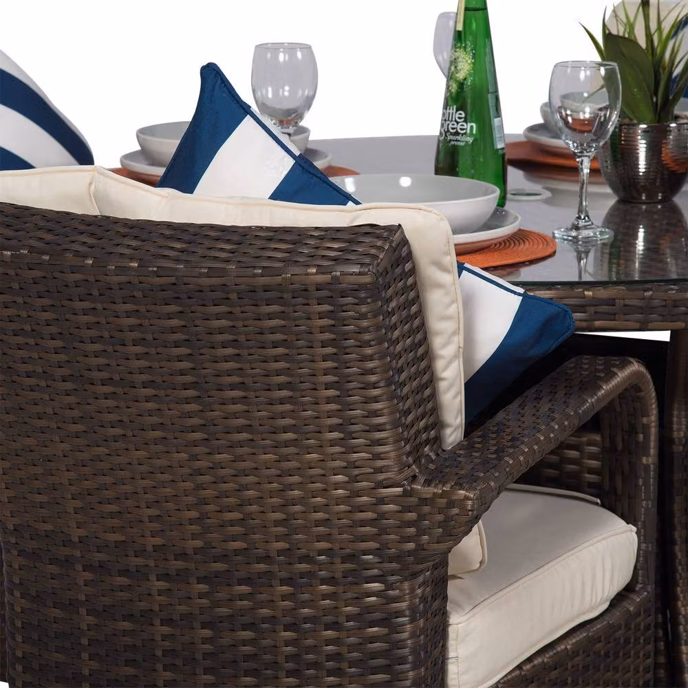Thats Furniture Arizona Round 6 Seater Rattan Patio Dining Set in Brown – 2