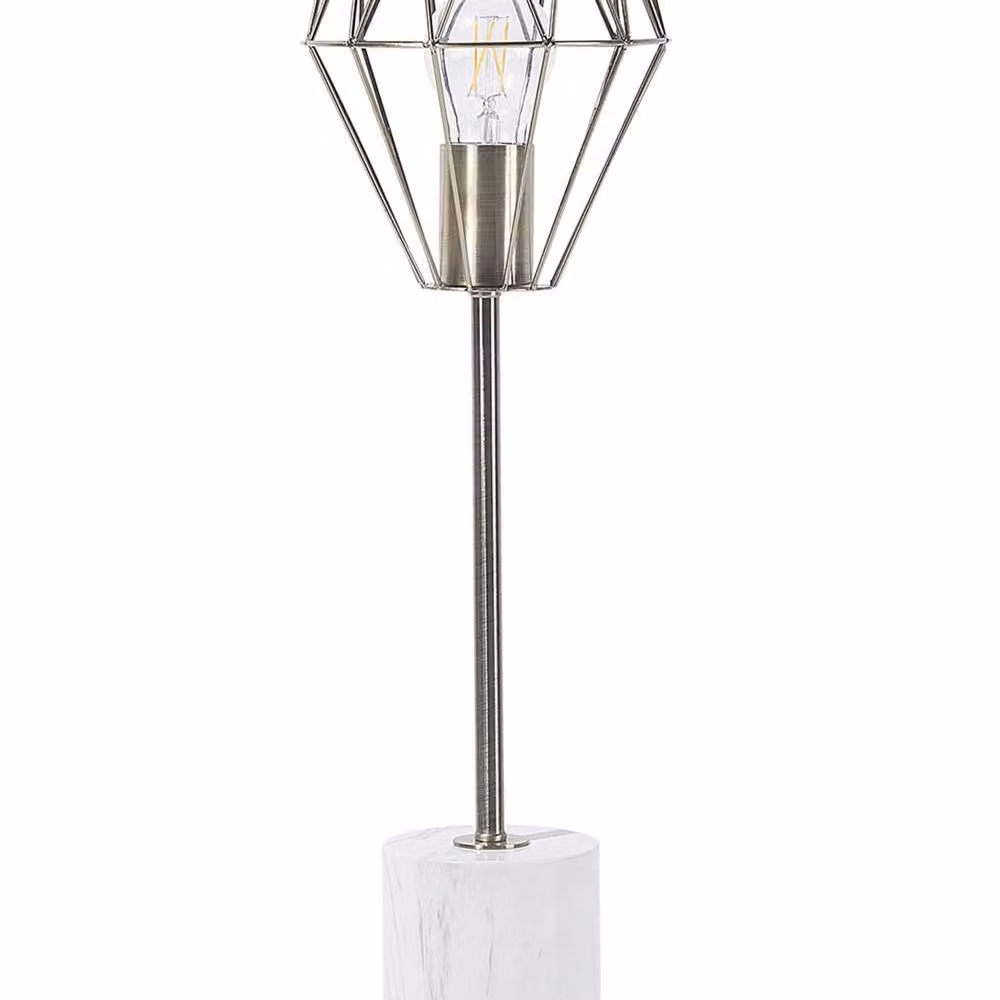 Wyld and Coco Brass Table Lamp with Diamond Cage Shade and Marble-Effect Base in Bronze – 2