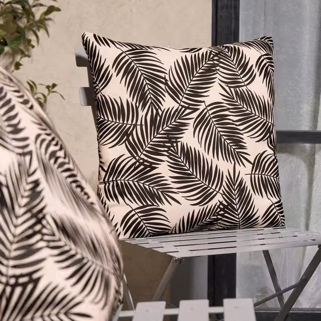 OHS Black Floral Leaf Outdoor Square Cushion Covers