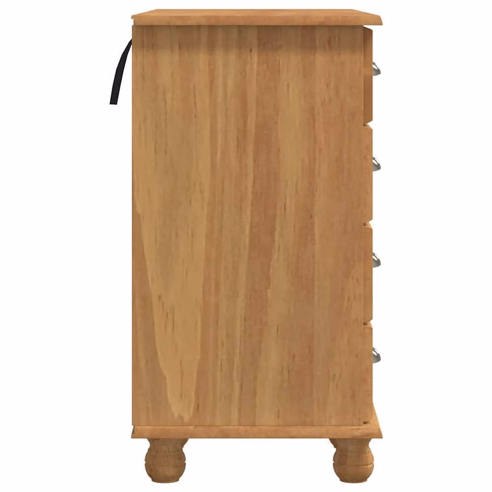 Berkfield Home ASKIM Writing Desk with Drawers, Solid Pine Wood, Brown, W/D/H: 95 x 40 x 75 cm – 4