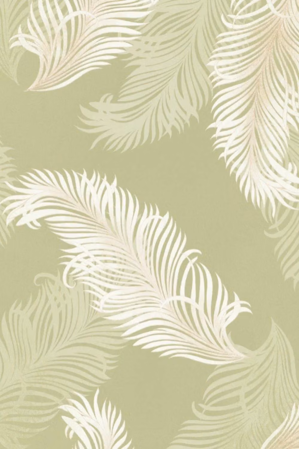Hoopla Walls Feathers Matt Wallpaper in Dark Olive Green with Nature and Animal Motifs – 2