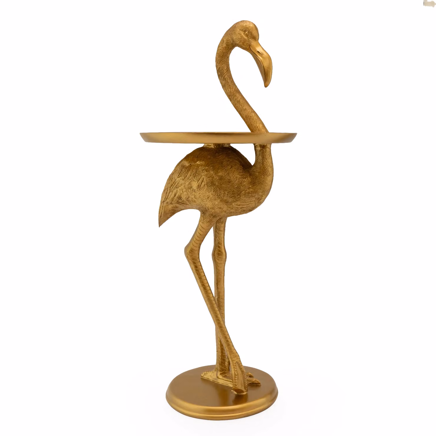 Madison & Mayfair Flamingo Side Table in Antique Gold, W: 35.0 cm, D: 35.0 cm, H: 74.5 cm – 3