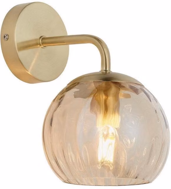 Netlighting Dimple LED Glass Wall Lamp in Satin Brass and Champagne Lustre Gold